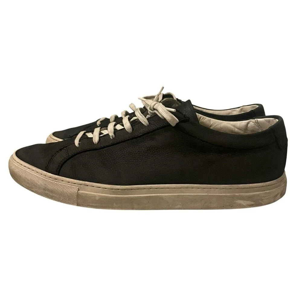 Common Projects Achilles Low Black White Leather Sneakers US 12 EU 45 Italy